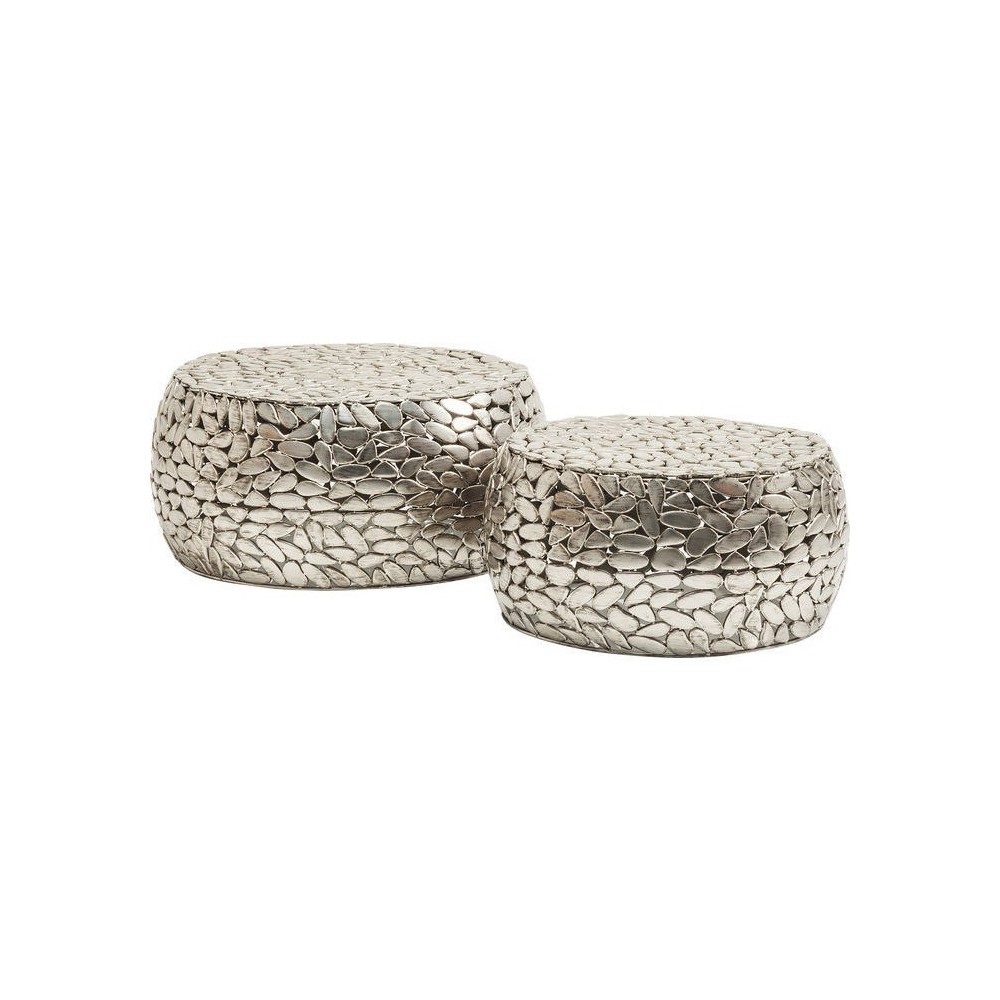 SET DE 2 TABLES BASSES GALETS ARGENTES ARGENTES DELUXE KARE DESIGN