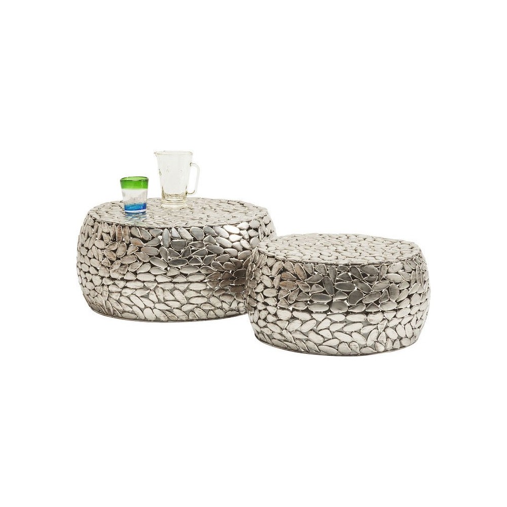 Conjunto de 2 mesas de mesa prata prata prata kare design