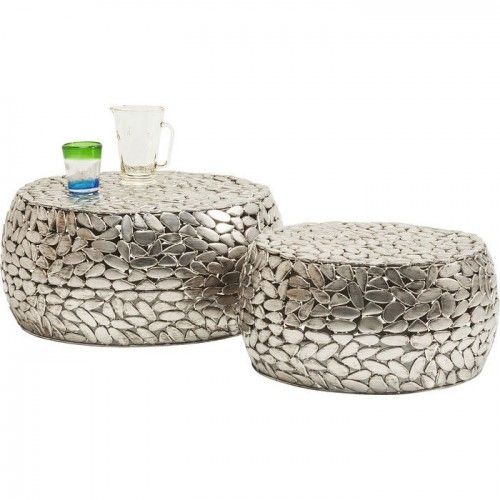Conjunto de 2 mesas de mesa prata prata prata kare design