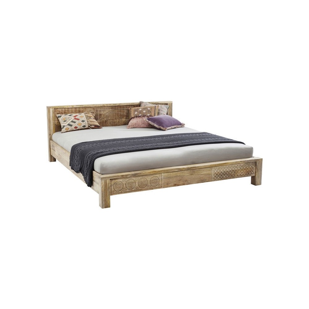 LIT 160 CM EN BOIS CLAIR AVEC MOTIFS ETHNIQUES PURO KARE DESIGN