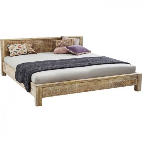 CAMA DE MADERA CLARO DE 160 CM CON MOTIVOS ÉTNICOS DISEÑO PURO KARE