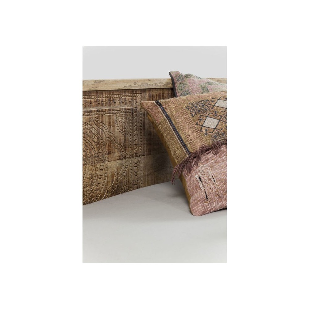 160 cm großes Bett aus hellem Holz mit ethnischen Mustern im Design von Puro Kare