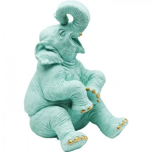Tirelire Happy éléphant bleue KARE Design — vue de trois quarts