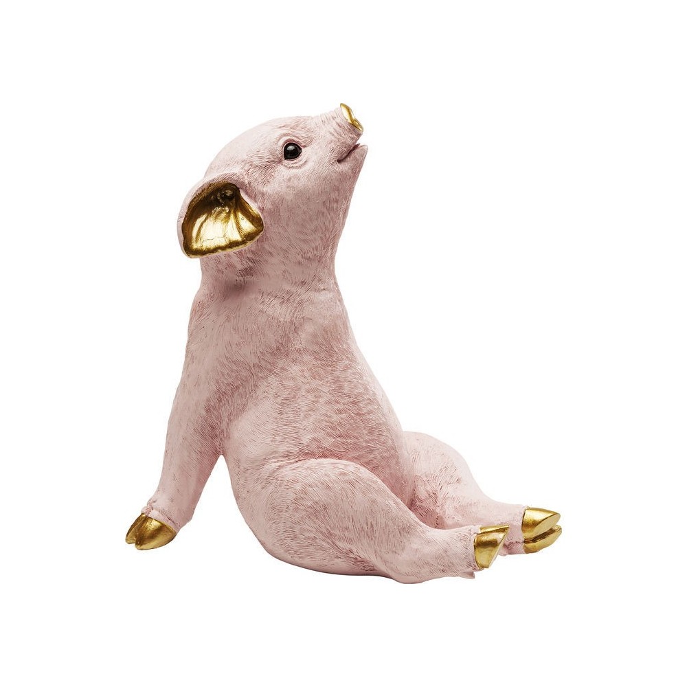 Mealheiro Chillax porco rosa e dourado KARE Design — vista lateral