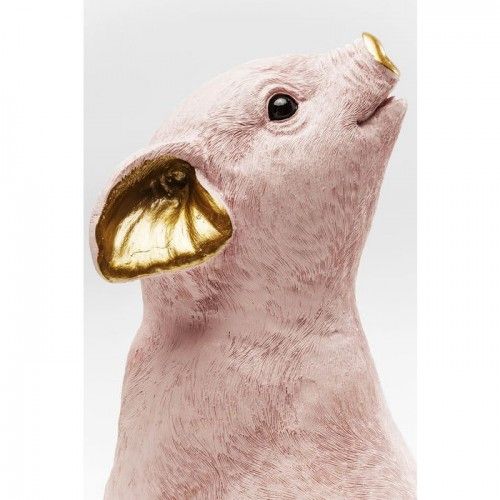 Mealheiro Chillax porco rosa e dourado KARE Design — plano aproximado do rosto