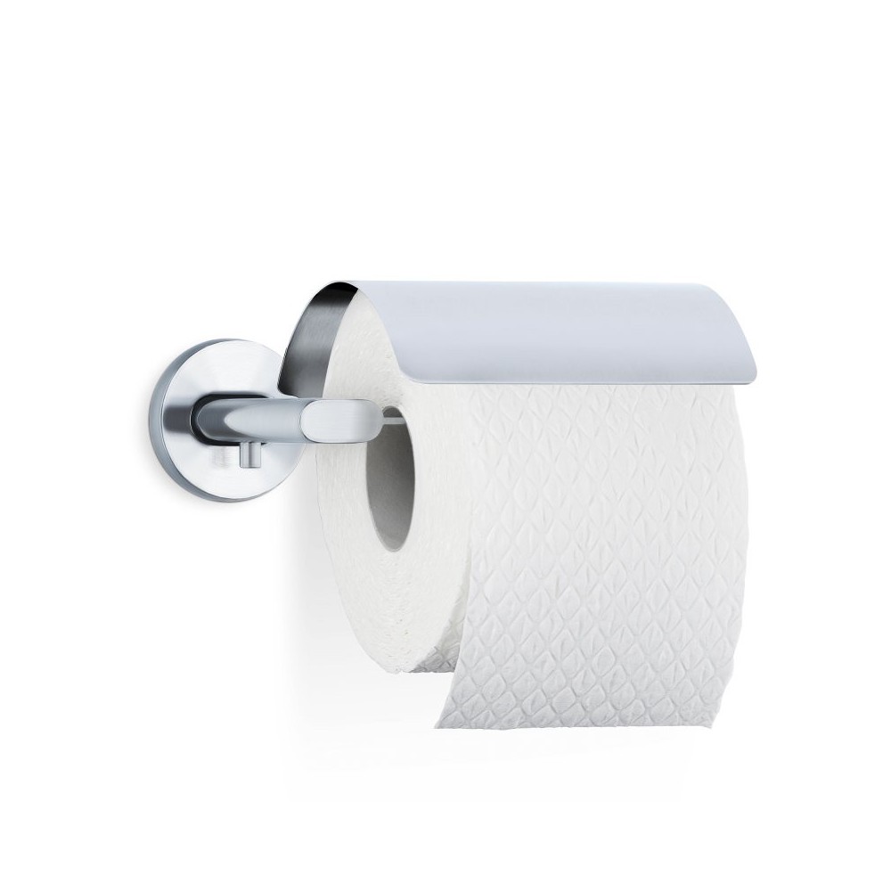 Porta-rolos Areo horizontal aço escovado Blomus — suporte com rolo ilustrativo não incluído