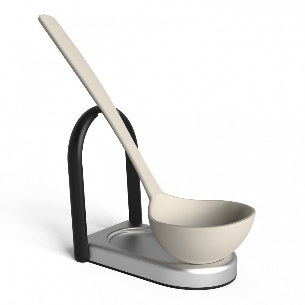 Spoonful com uma placa de laydle de base de aço inoxidável