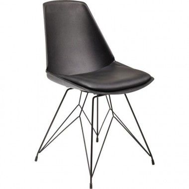 Design de cadeira Simili Wire de couro preto kare design