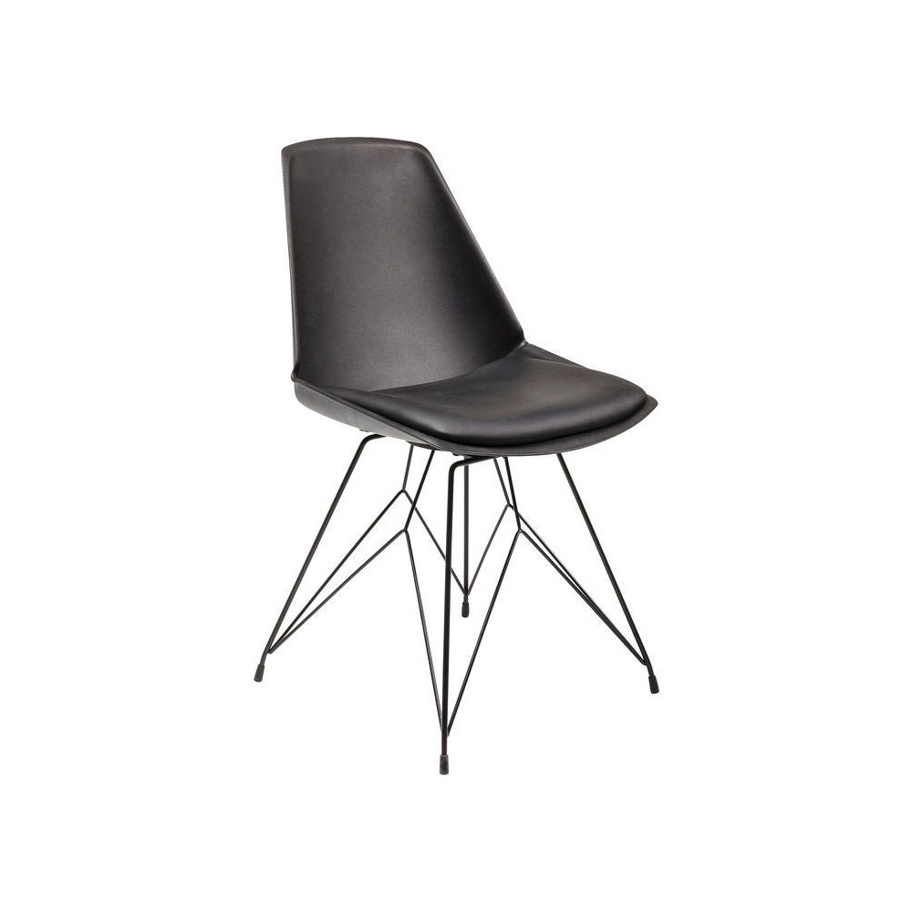 Design de cadeira Simili Wire de couro preto kare design
