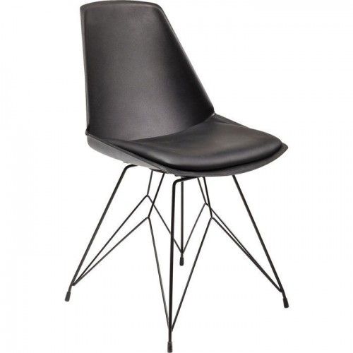 Design de cadeira Simili Wire de couro preto kare design