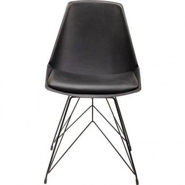 Design de cadeira Simili Wire de couro preto kare design 2