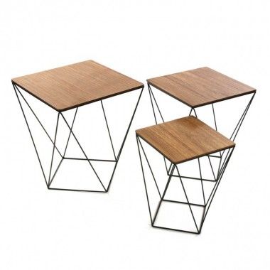 Conjunto de 3 Tabelas de nomeação Blackwire Wood Bandeja Versa 2