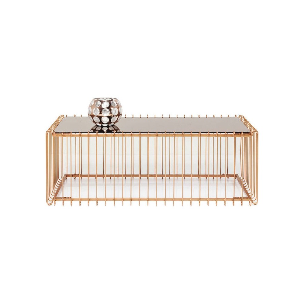 TABLE BASSE 122 CM EN CUIVRE ET MIROIR WIRE KARE DESIGN