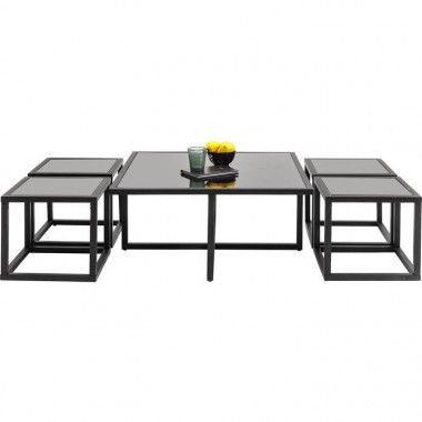Mesa de café design preto + 4 Mesas de nomeação Quad