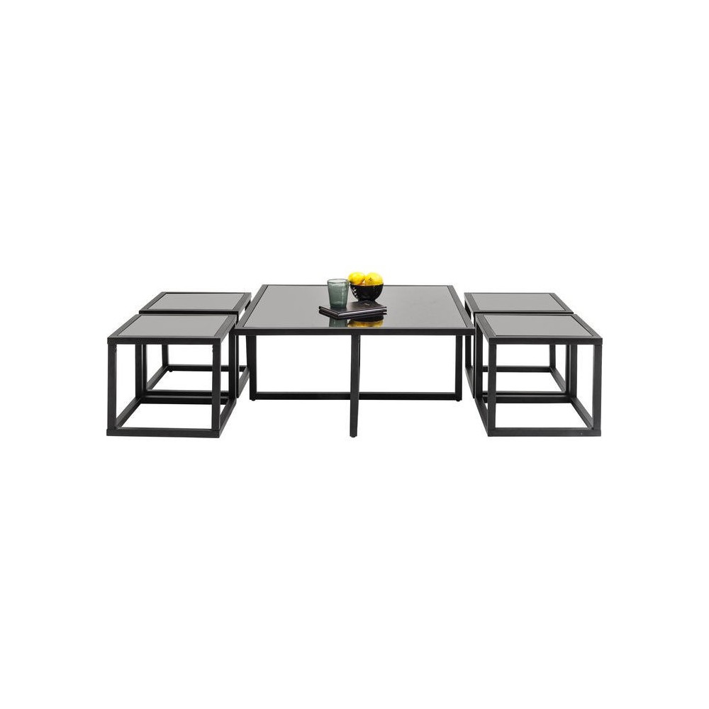 Black Design Coffee Table + 4 Appointing Tables Quad
