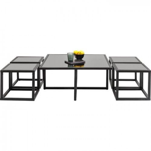 Mesa de café design preto + 4 Mesas de nomeação Quad