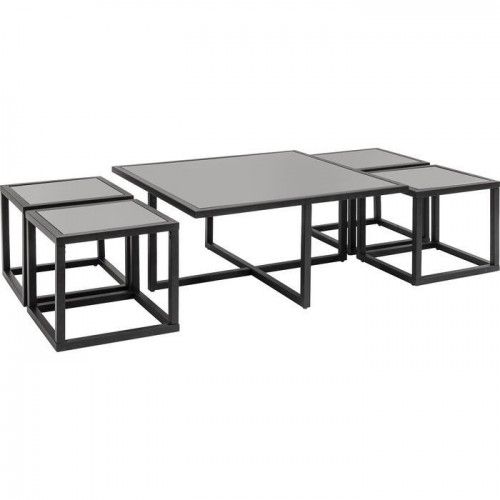 Black Design Coffee Table + 4 Appointing Tables Quad