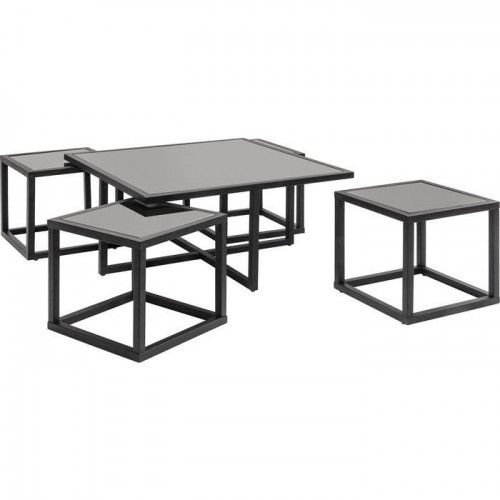 Black Design Coffee Table + 4 Appointing Tables Quad