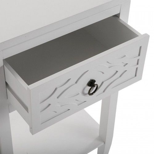 NEELA VERSA NACHTTISCH MIT 1 SCHUBLADE, WEISS GEMUSTERT