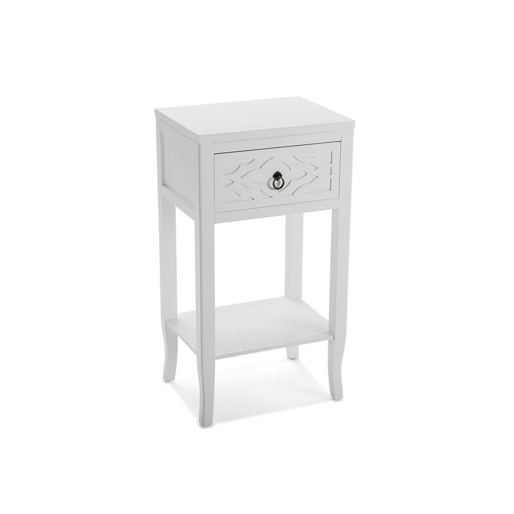 Mesa de cabeceira Neela uma gaveta branco Versa — vista a três quartos