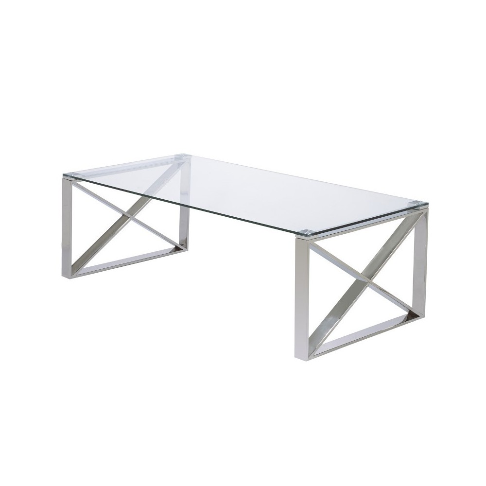 Vidro de mesa lateral e metal cromado Milwaukee
