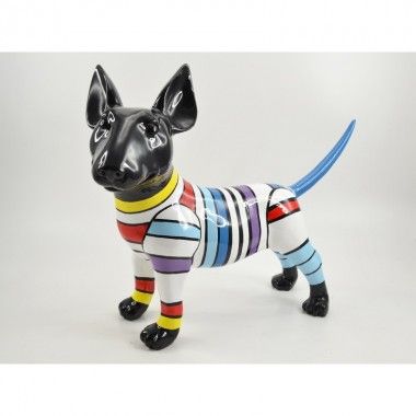 Estatua de perro Líneas multicolores Ilusión