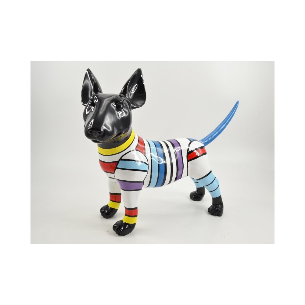 Estatua de perro Líneas multicolores Ilusión