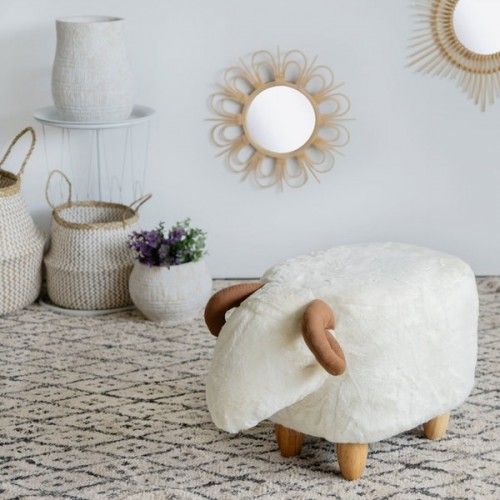 Puff branco de ovelha