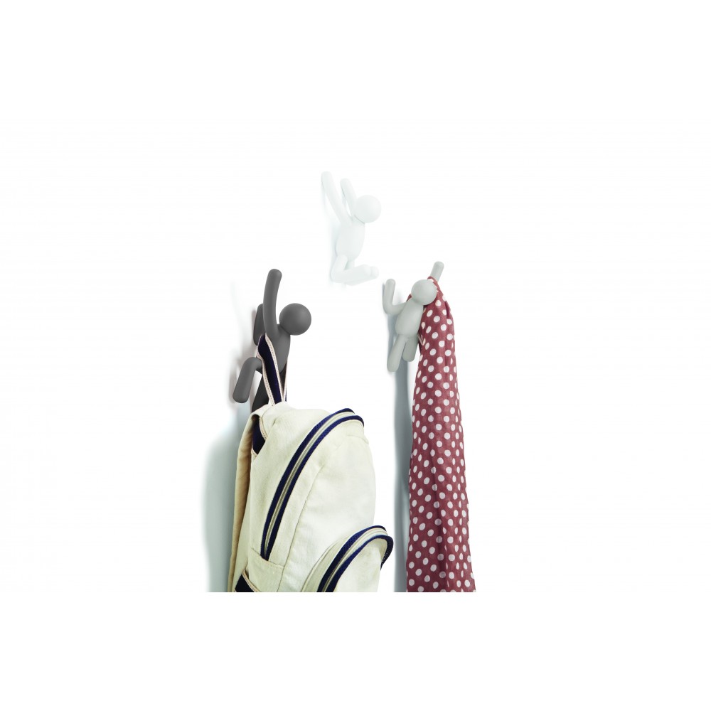 Set of 3 gray white wall hooks BUDDY