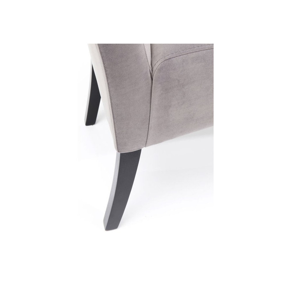 MOTLEY gray velvet fabric bench