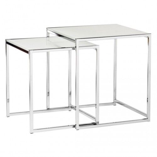 Conjunto de 2 Gigognes Vidro e Chrome Nido Pop Tables Set