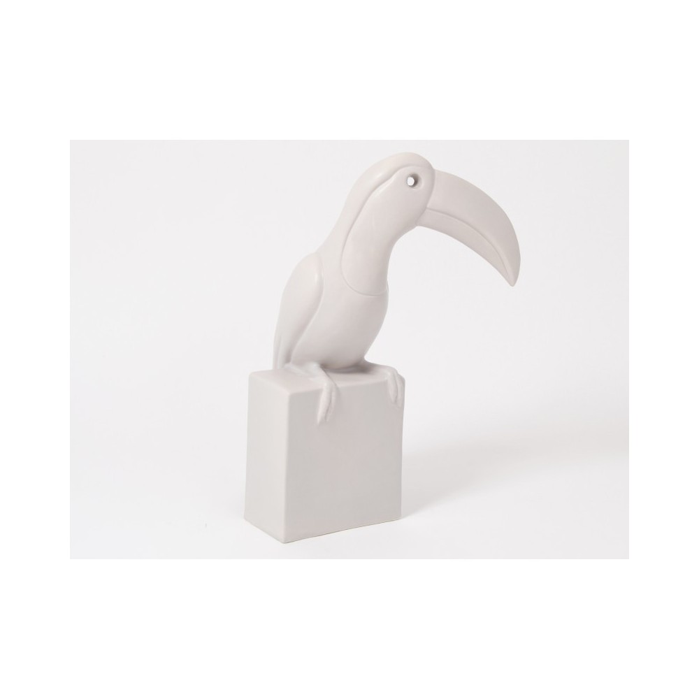 Escultura de tucano SHADOW cerâmica cinza-taupe DRIMMER — vista frontal