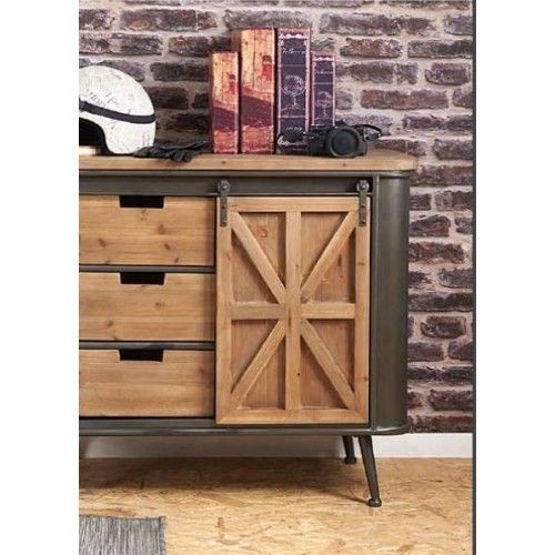 Mobile buffet in legno con anta e cassetto portaoggetti, Credenza