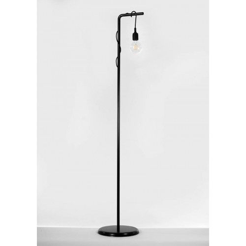 Candeeiro de pé INTERIOR tubo preto e lâmpada suspensa SOCADIS — vista frontal