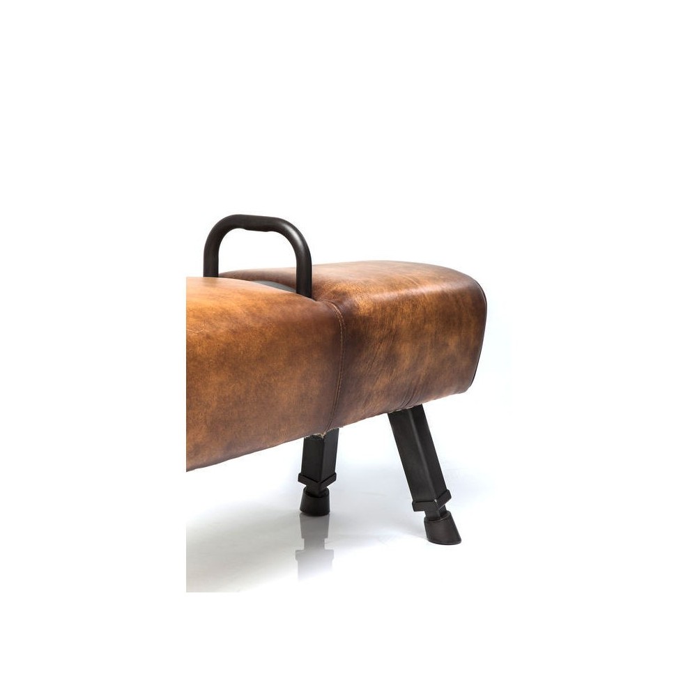 BANC STYLE CHEVAL D'ARCONS CUIR MARRON GABBY KARE DESIGN