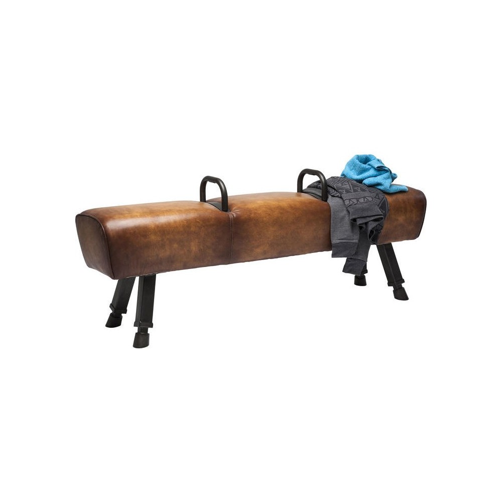 BANC STYLE CHEVAL D'ARCONS CUIR MARRON GABBY KARE DESIGN
