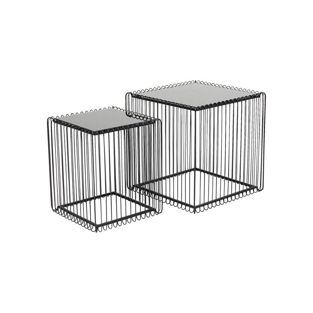 Set de 2 tables d'appoint noires WIRE