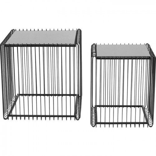 Set de 2 tables d'appoint noires WIRE