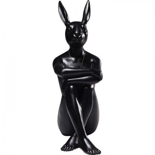 Figura de coelho RABBIT preto mate com colar KARE Design — vista frontal