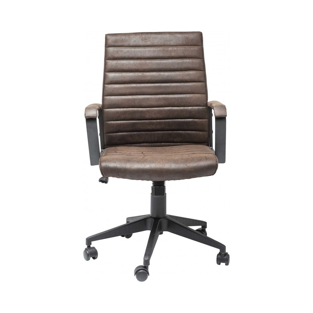 Cadeira de escritório LABORA revestimento castanho efeito couro KARE Design — vista frontal
