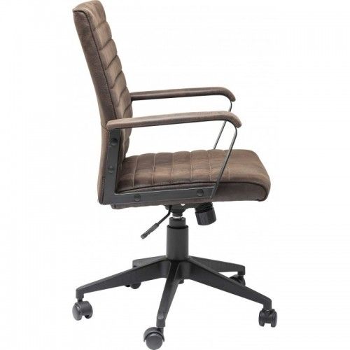 Office chair LABORA brown leather-look upholstery KARE Design — side view