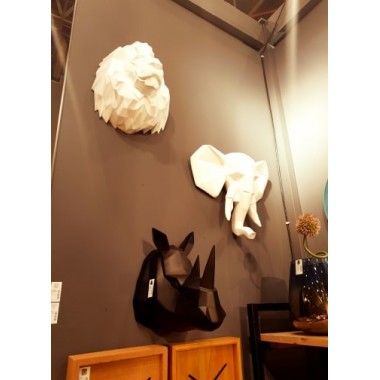 Cabeça de rinoceronte de origami branco 2