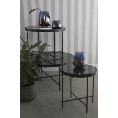 Bandeja de vidro fosco de mesa lateral preto suave 2