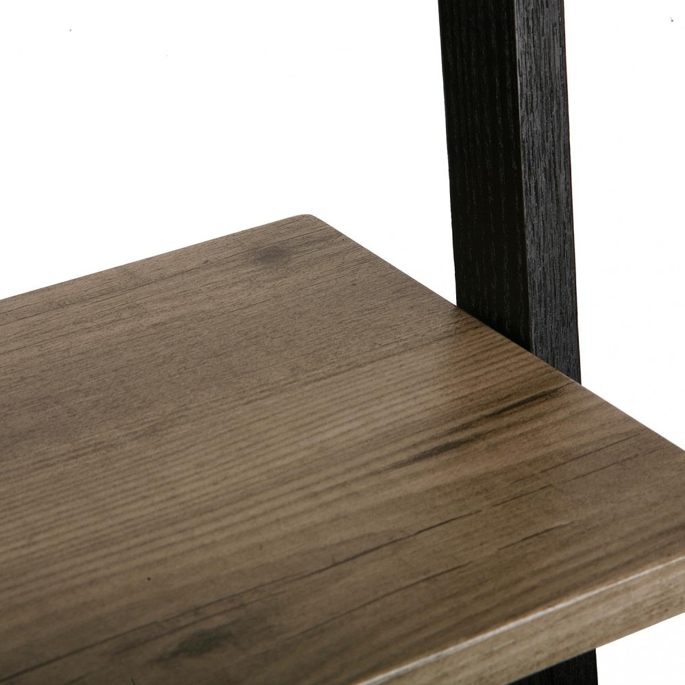 Estante negro con 5 estantes de madera