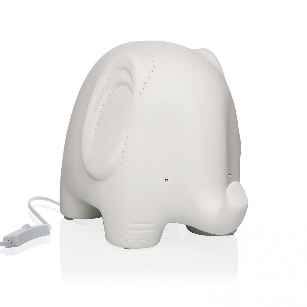 Lâmpada de elefante de porcelana branca