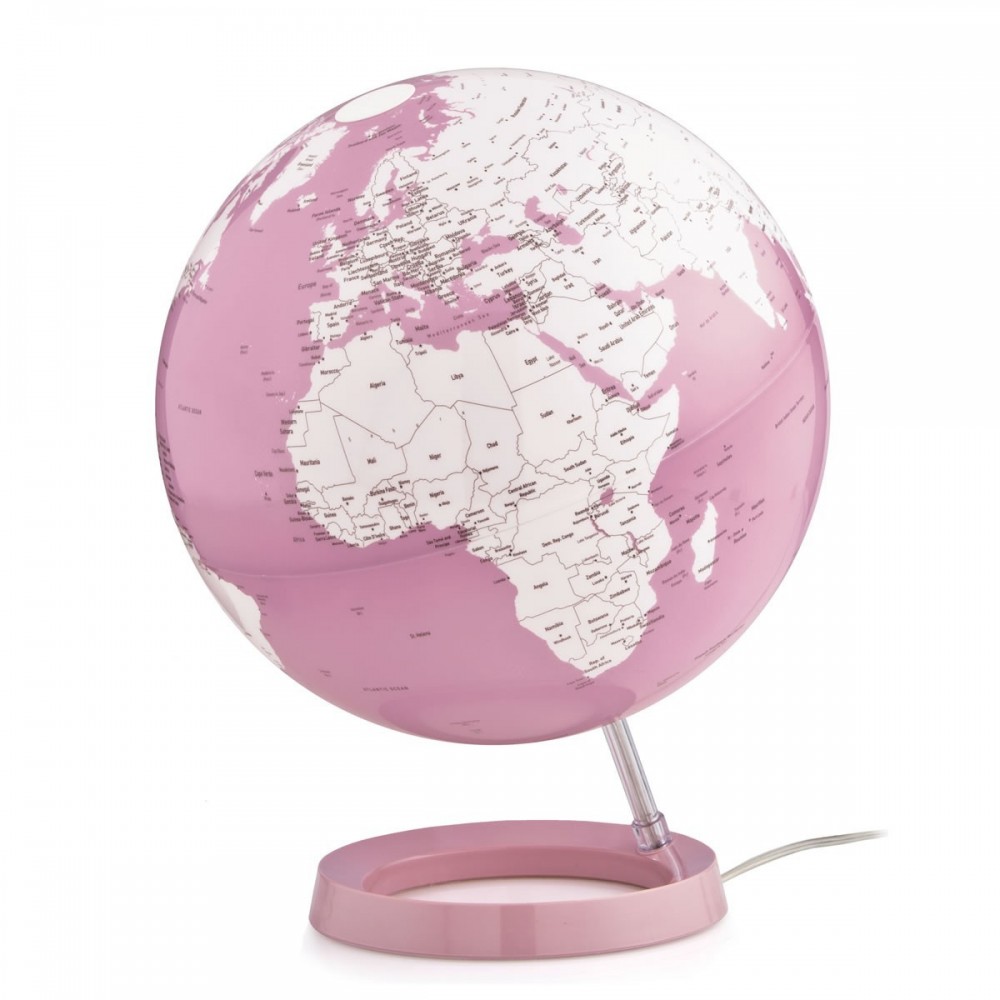 Projeto branco do globo da terra brilhante e coral na base cor coral