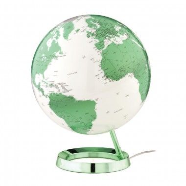Projeto elétrico verde branco do globo da terra brilhante na base de cor verde
