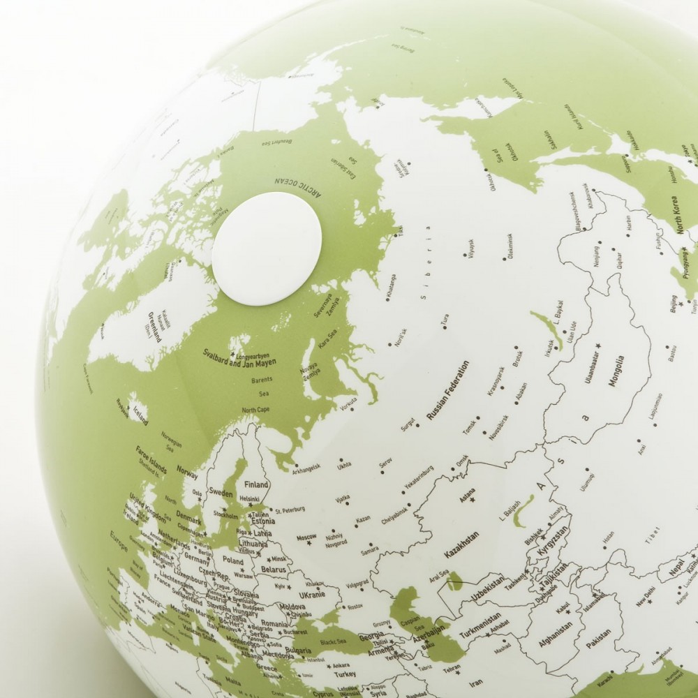 Projeto branco e verde do globo da terra brilhante na base de cor do pistache