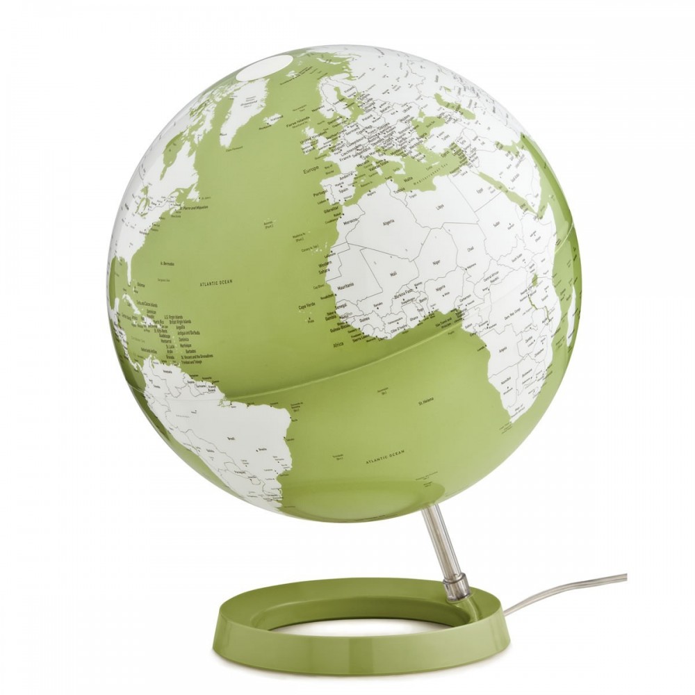 Projeto branco e verde do globo da terra brilhante na base de cor do pistache