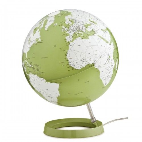 Projeto branco e verde do globo da terra brilhante na base de cor do pistache